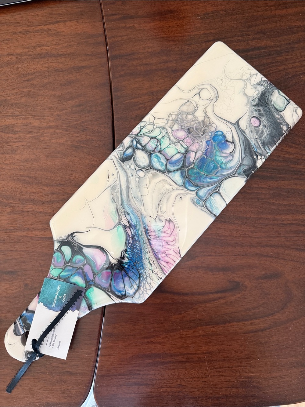 Artistic Cream and Pastel Marble Serving Paddle